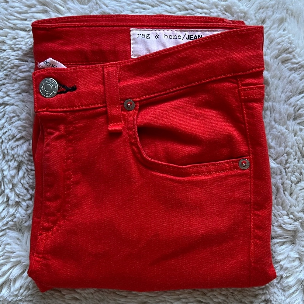 Rag & Bone Jeans Orange Zipper Capri Women’s Mid Rise Skinny Leg Zipper 28